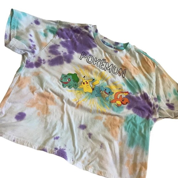Pokemon Tops - Juniors size XL Pokemon Characters Tie Dye Boxy Cut T-Shirt